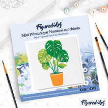 Cargar imagen en el visor de la galería, Mini Pintura por Números 20x20cm con bastidor Planta verde