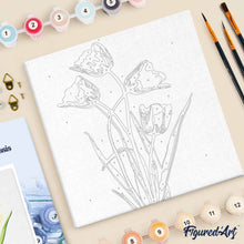 Cargar imagen en el visor de la galería, Mini Pintura por Números 20x20cm con bastidor Flores bonitas y amarillas