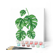 Cargar imagen en el visor de la galería, Mini Pintar por Números 20x20cm con bastidor Hojas