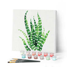 Cargar imagen en el visor de la galería, Mini Pintar por Números 20x20cm con bastidor Planta grasienta
