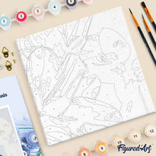 Cargar imagen en el visor de la galería, Mini Pintura por Números 20x20cm con bastidor Hojas de Caucho