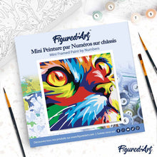 Cargar imagen en el visor de la galería, Mini Pintura por Números 20x20cm con bastidor Pop Art Gato