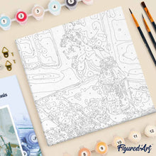 Cargar imagen en el visor de la galería, Mini Pintura por Números 20x20cm con bastidor Flor blanca