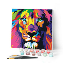 Cargar imagen en el visor de la galería, Mini Pintar por Números 20x20cm con bastidor Arte pop león