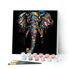 Cargar imagen en el visor de la galería, Mini Pintar por Números 20x20cm con bastidor Elefante
