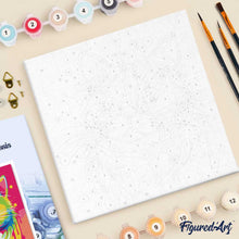 Cargar imagen en el visor de la galería, Mini Pintura por Números 20x20cm con bastidor Arte Pop Abstracto de Gato