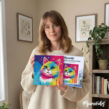 Cargar imagen en el visor de la galería, Mini Pintura por Números 20x20cm con bastidor Arte Pop Abstracto de Gato