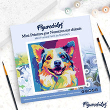 Cargar imagen en el visor de la galería, Mini Pintura por Números 20x20cm con bastidor Arte Pop Abstracto de Perro
