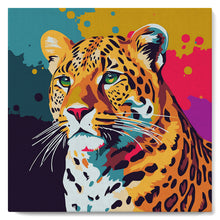 Cargar imagen en el visor de la galería, Mini Pintura por Números 20x20cm con bastidor Arte Pop Abstracto de Leopardo