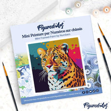 Cargar imagen en el visor de la galería, Mini Pintura por Números 20x20cm con bastidor Arte Pop Abstracto de Leopardo