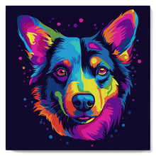 Cargar imagen en el visor de la galería, Mini Pintura por Números 20x20cm con bastidor Arte Pop Abstracto de Perro Neón