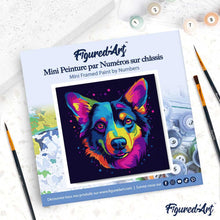 Cargar imagen en el visor de la galería, Mini Pintura por Números 20x20cm con bastidor Arte Pop Abstracto de Perro Neón