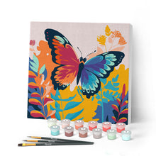 Cargar imagen en el visor de la galería, Mini Pintar por Números 20x20cm con bastidor Mariposa Tropical