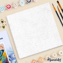 Cargar imagen en el visor de la galería, Mini Pintura por Números 20x20cm con bastidor Mariposa Tropical
