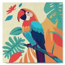 Cargar imagen en el visor de la galería, Mini Pintura por Números 20x20cm con bastidor Loro Tropical