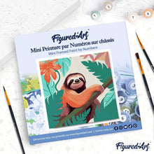 Cargar imagen en el visor de la galería, Mini Pintura por Números 20x20cm con bastidor Perezoso Tropical