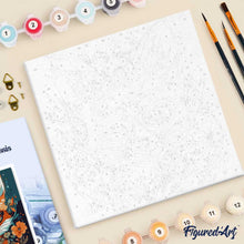 Cargar imagen en el visor de la galería, Mini Pintura por Números 20x20cm con bastidor Zorro Fantasía con Flores