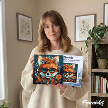 Cargar imagen en el visor de la galería, Mini Pintura por Números 20x20cm con bastidor Zorro Fantasía con Flores