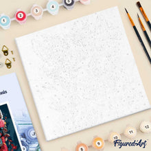 Cargar imagen en el visor de la galería, Mini Pintura por Números 20x20cm con bastidor Llama Fantasía con Flores