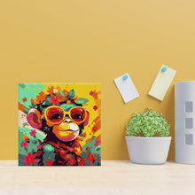 Cargar imagen en el visor de la galería, Mini Pintura por Números 20x20cm con bastidor Mono Fantasía con Flores