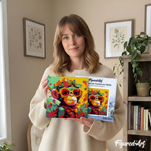 Cargar imagen en el visor de la galería, Mini Pintura por Números 20x20cm con bastidor Mono Fantasía con Flores