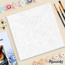 Cargar imagen en el visor de la galería, Mini Pintura por Números 20x20cm con bastidor Búho Fantasía con Flores