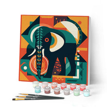 Cargar imagen en el visor de la galería, Mini Pintar por Números 20x20cm con bastidor Elefante Art-Deco Abstracto
