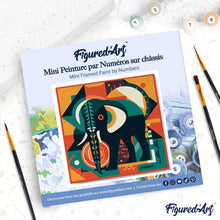 Cargar imagen en el visor de la galería, Mini Pintura por Números 20x20cm con bastidor Elefante Art-Deco Abstracto