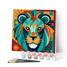 Cargar imagen en el visor de la galería, Mini Pintar por Números 20x20cm con bastidor León Art-Deco Abstracto