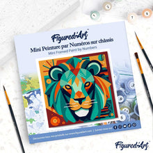 Cargar imagen en el visor de la galería, Mini Pintura por Números 20x20cm con bastidor León Art-Deco Abstracto