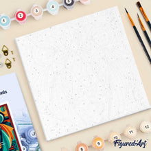 Cargar imagen en el visor de la galería, Mini Pintura por Números 20x20cm con bastidor León Art-Deco Abstracto