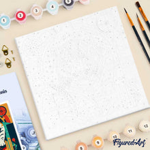 Cargar imagen en el visor de la galería, Mini Pintura por Números 20x20cm con bastidor Tigre Art-Deco Abstracto