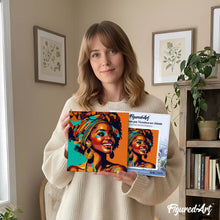 Cargar imagen en el visor de la galería, Mini Pintura por Números 20x20cm con bastidor Reina Africana Pop Art