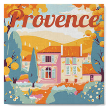 Cargar imagen en el visor de la galería, Mini Pintura por Números 20x20cm con bastidor Póster de Viaje Provenza Otoño