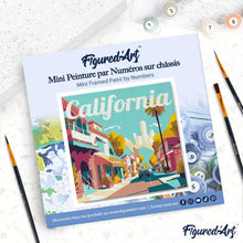 Cargar imagen en el visor de la galería, Mini Pintura por Números 20x20cm con bastidor Póster de Viaje Calle California