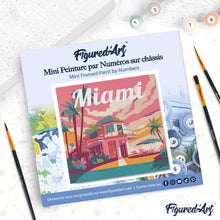 Cargar imagen en el visor de la galería, Mini Pintura por Números 20x20cm con bastidor Póster de Viaje Miami