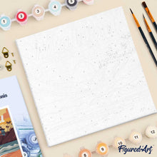 Cargar imagen en el visor de la galería, Mini Pintura por Números 20x20cm con bastidor Póster de Viaje Malibú