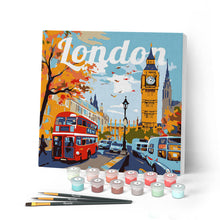 Cargar imagen en el visor de la galería, Mini Pintar por Números 20x20cm con bastidor Póster de Viaje Londres
