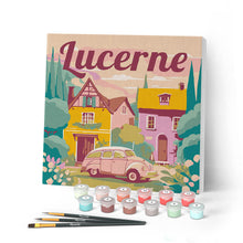 Cargar imagen en el visor de la galería, Mini Pintar por Números 20x20cm con bastidor Póster de Viaje Lucerna