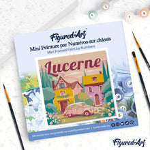 Cargar imagen en el visor de la galería, Mini Pintura por Números 20x20cm con bastidor Póster de Viaje Lucerna