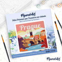 Cargar imagen en el visor de la galería, Mini Pintura por Números 20x20cm con bastidor Póster de Viaje Praga