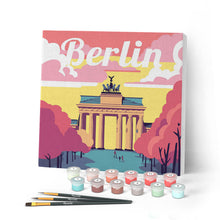 Cargar imagen en el visor de la galería, Mini Pintar por Números 20x20cm con bastidor Póster de Viaje Berlín