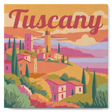 Cargar imagen en el visor de la galería, Mini Pintura por Números 20x20cm con bastidor Póster de Viaje Toscana Primavera
