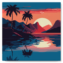 Cargar imagen en el visor de la galería, Mini Pintura por Números 20x20cm con bastidor - El Mar y la Puesta de Sol