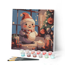 Cargar imagen en el visor de la galería, Mini Pintar por Números 20x20cm con bastidor - Muñeco de Nieve Feliz en la Habitación