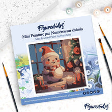 Cargar imagen en el visor de la galería, Mini Pintura por Números 20x20cm con bastidor - Muñeco de Nieve Feliz en la Habitación
