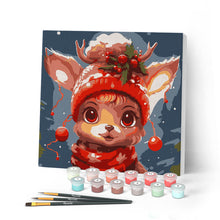 Cargar imagen en el visor de la galería, Mini Pintar por Números 20x20cm con bastidor - Adorable reno fantástico