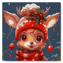 Cargar imagen en el visor de la galería, Mini Pintar por Números 20x20cm con bastidor - Adorable reno fantástico