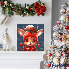 Cargar imagen en el visor de la galería, Mini Pintura por Números 20x20cm con bastidor - Adorable reno fantástico