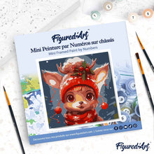 Cargar imagen en el visor de la galería, Mini Pintura por Números 20x20cm con bastidor - Adorable reno fantástico